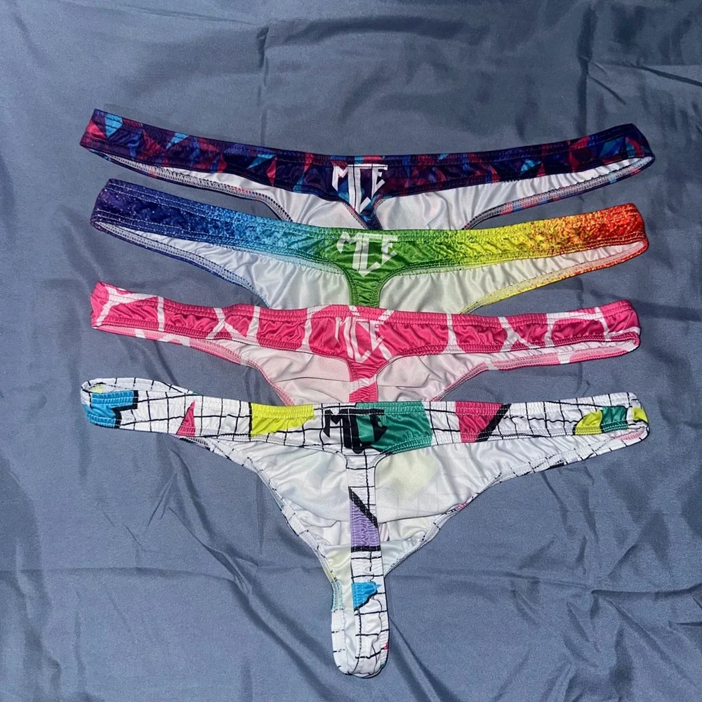Men's Colorful Patterned Bikini Briefs - Multicolor